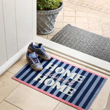Home Sweet Home Blue Washable Non-Slip Indoor Doormat 50x75 cm