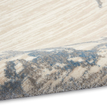 Calvin Enchanting ECH01 Ivory Grey Blue Polypropylene Abstract Floral Textured Rug
