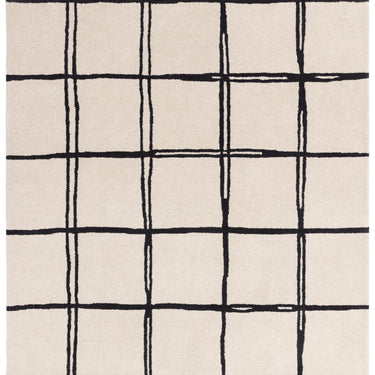 Asiatic London Albany Grid Checkered Lines Monochrome Wool Traditional Geometric Checked Rug