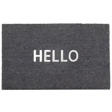 Asiatic London Charcoal Grey Hello DO01 Coir Indoor Outdoor Non-Slip Doormat 45x75 cm