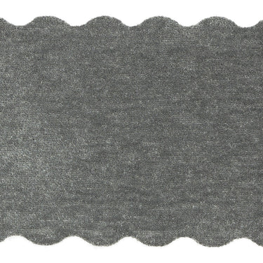 My Mat Soft Washable Bathroom Non Slip Oval, Scallop and Curve Shaped Soft Shag Rug in Ghost Grey