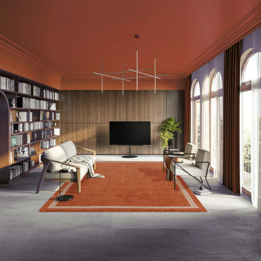 Asiatic London Albi Orange Border Classic Pure Wool Bordered Modern Rug