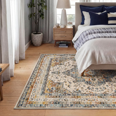 Nourison Kashan VKA12 Medallion Ivory Sage Green Polypropylene Traditional Vintage Floral Rug