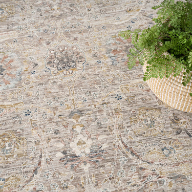 Nourison Antique Fusion ANF03 Fringed Bordered Medallion Light Traditional Vintage Abstract Floral Rug