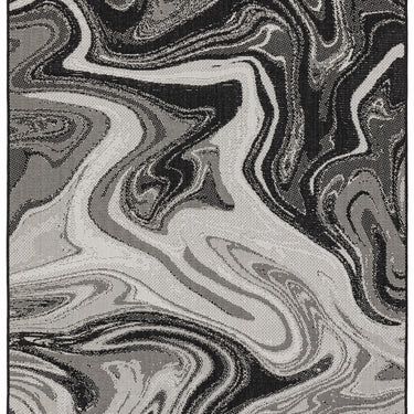 Patio PAT19, PAT20 Marble Indoor Outdoor Rug in Black Grey