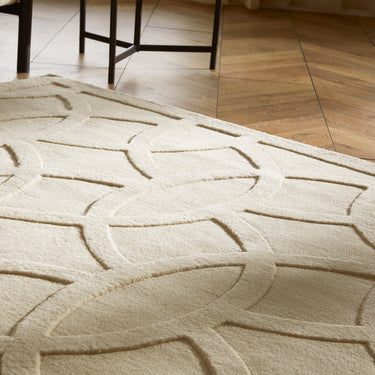 Priory PRI101 Geometric 100% Pure New Zealand Wool Hand Made Ivory Rug by Sarah Gare