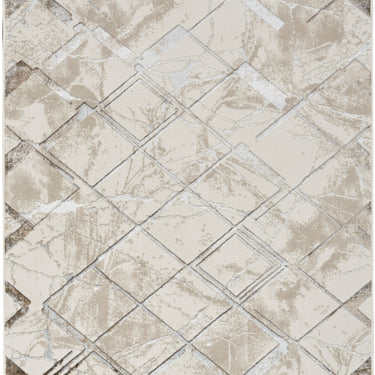 Glitz GLZ02 Marble Silky Ivory Grey By Hand-Carved Abstract Geometric Textured Rug
