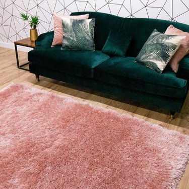 Mayfair Modern Plain High Pile Luxurious Shaggy Rug in Blush Pink