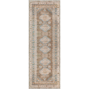 Colin Vintage Traditional Washable Runner Brown