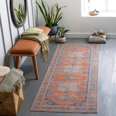 Colin Vintage Traditional Washable Runner Orange