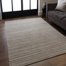 Ravine Hand Made Wool Plain Ribbed Texture Grey Beige Rug - Medium 120x170 cm (4'x5'6")