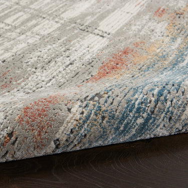 Rustic Textures RUS12 Modern Painterly Abstract Hallway Runner in Grey Multi Colours