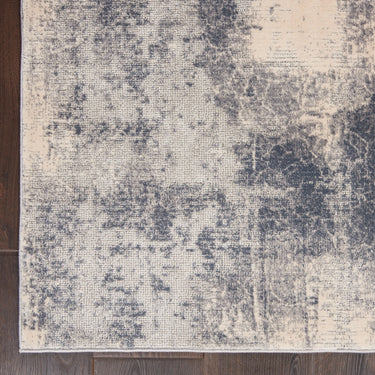 Nourison Rustic Textures RUS02 Ivory Blue Jute Polypropylene Abstract Textured Hallway Runner Rug