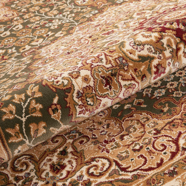 Consept Looms Grand Heritage GH101 Medallion Million Point Classic Green Polypropylene Persian Oriental Rug