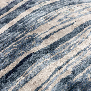Katherine Carnaby Tuscany Silk Lazulite Marble Rug Premium Hand Woven Luxury Abstract Shiny Blue Rug