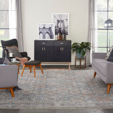 Starry Nights STN09 Grey Navy By Cotton Persian Traditional Vintage Rug
