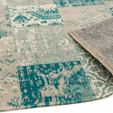 Revive Traditional Patchwork Rug in Ochre Yellow and Blue