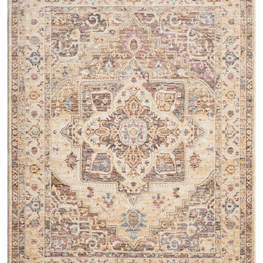 Alia 842G2 Short Pile Beige Grey Polypropylene Traditional Floral Bordered Rug