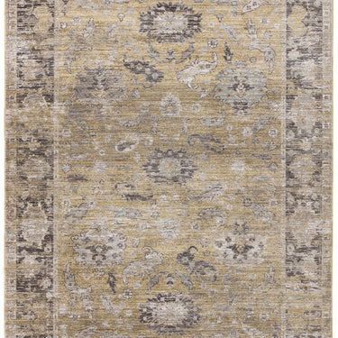 Asiatic London Jasper JA06 Living Classic Heritage Antique Yellow Cotton Traditional Vintage Floral Rug