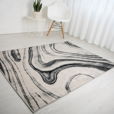 Balletto 18BA Rug Modern Abstract Living Room Bedroom Soft Rugs in Grey and Ochre