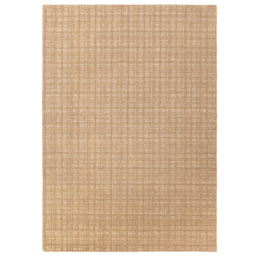 Thatch Honey Beige Hand Woven Wool Rug Checked Pattern