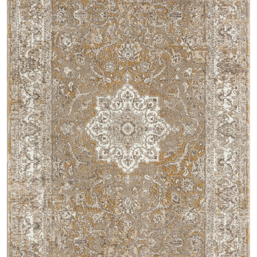 URCO 865AC Classic Ochre Gold Traditional Vintage Textured Bordered Hallway Runner Rug