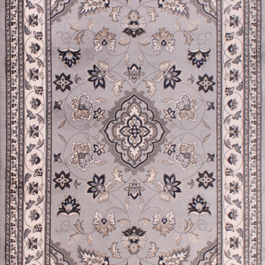 Traditional Sherborne Classic Bordered Rug Hallway Runner in Grey