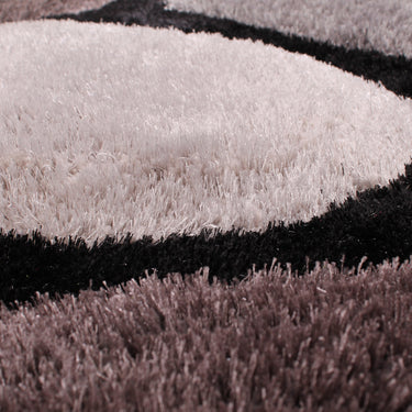 Modern 3D Carved Stepping Stones Soft Silky Shaggy Small Rug in Black 60x110 cm