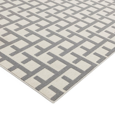 Asiatic London Antibes AN03 White Grey Grid Indoor Outdoor Polypropylene Geometric Flatweave Rug