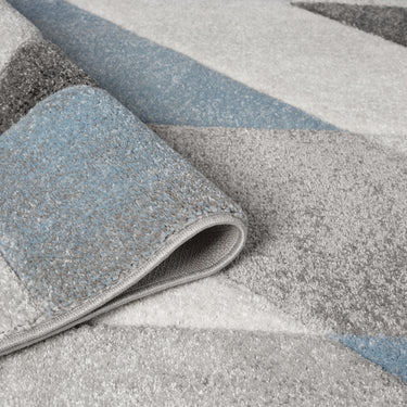 Orbit Alto 3D Grey Blue Abstract Geometric Textured Hallway Runner Rug