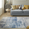 Consept Looms Lux LUX07 Machine Ivory Blue Washable Non-Slip Abstract Geometric Rug - Medium 120x180 cm (4'x6')