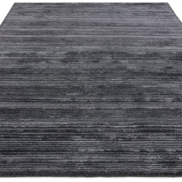 Henley Modern Handmade High Shine Organic Lines Wool & Viscose Premium Rug in Petrol Blue