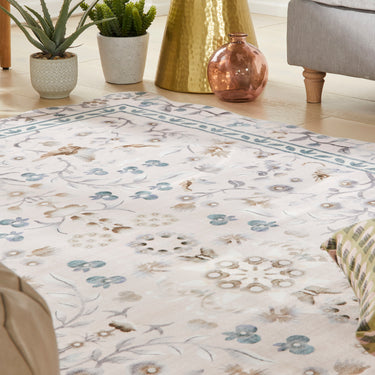 Consept Looms Liberty LIB305 Dusky Pink Washable Non-Slip Traditional Floral Rug
