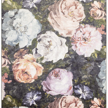 Floretta Floral Rug by Clarke & Clarke Botanical Roses Flatweave Rug in Blush Charcoal