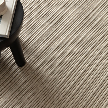 Ravine Hand Made Wool Plain Ribbed Texture Ivory Rug