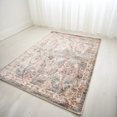 Alia 697GH Short Pile Blue Polypropylene Traditional Abstract Floral Rug