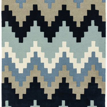 Asiatic London Matrix Cuzzo Tufted Blue Wool Geometric Textured Rug
