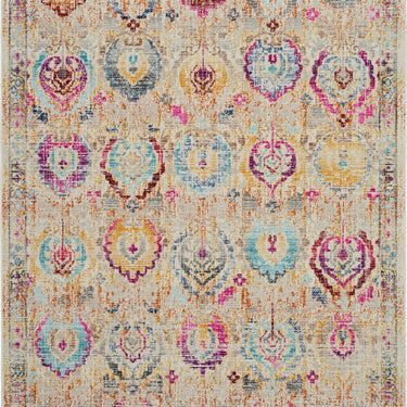 Nourison Kashan VKA04 Distressed Ivory Multi Polypropylene Persian Traditional Vintage Rug