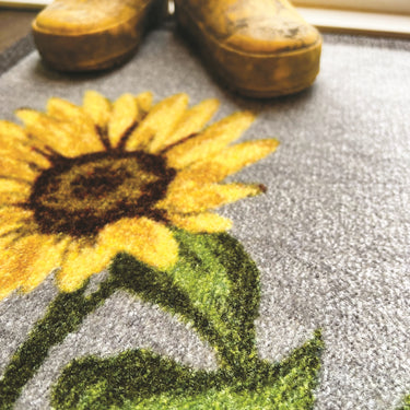 My Nylon Pattern Sunflowers Washable Non-Slip Bordered Rug