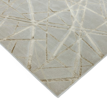 Aurora Mica AU13 Geometric Stripes Shiny Metallic Beige Gold Rug