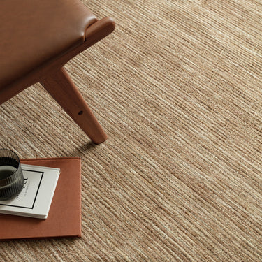 Hazy Honey Beige Natural Soft Blend Striped Hand-Woven Wool Cotton Textured Rug