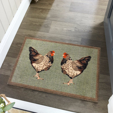 My Nylon Pattern Chickens Washable Non-Slip Bordered Rug 50x75 cm