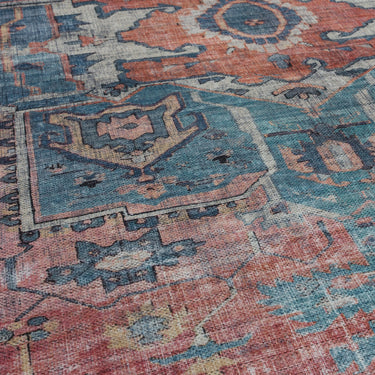 Kaya Shiva KY01 Traditional Classic Abstract Floral Flatweave Washable Rug in Red Blue
