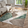 Orbit Runar 3D Beige Green Abstract Geometric Textured Hallway Runner Rug - Medium 120x170 cm (4'x5'6")