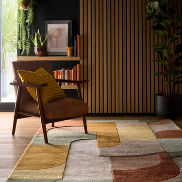Origins Retro Deco Tufted Multicolour Wool Rug