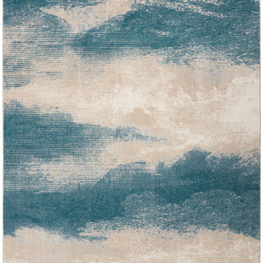 Nourison Maxell MAE06 Ivory Teal Cotton Abstract Modern Rug