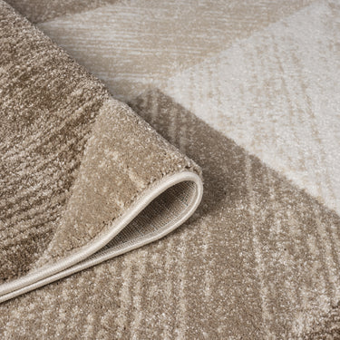 Orbit Tundra 3D Beige Abstract Geometric Textured Hallway Runner Rug