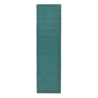 York Wool Rug Hand Made Modern Plain Bordered Rug in Teal