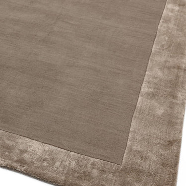 Ascot Modern Plain Hand Woven Wool Viscose Bordered Taupe Rug