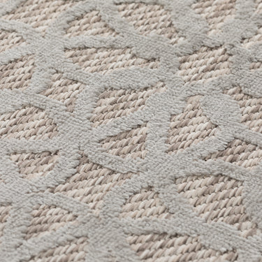 Piatto Argento Geometric Patterned Flatweave Outdoor Indoor Silver Rug in Small Size 80x150 cm (2'6"x5')